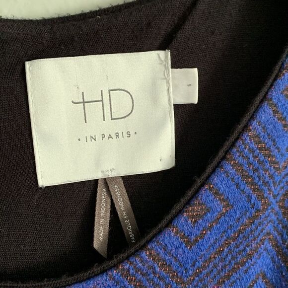 Anthropologie HD in Paris geometric fit and flare dress with floral overlay - Picture 6 of 10